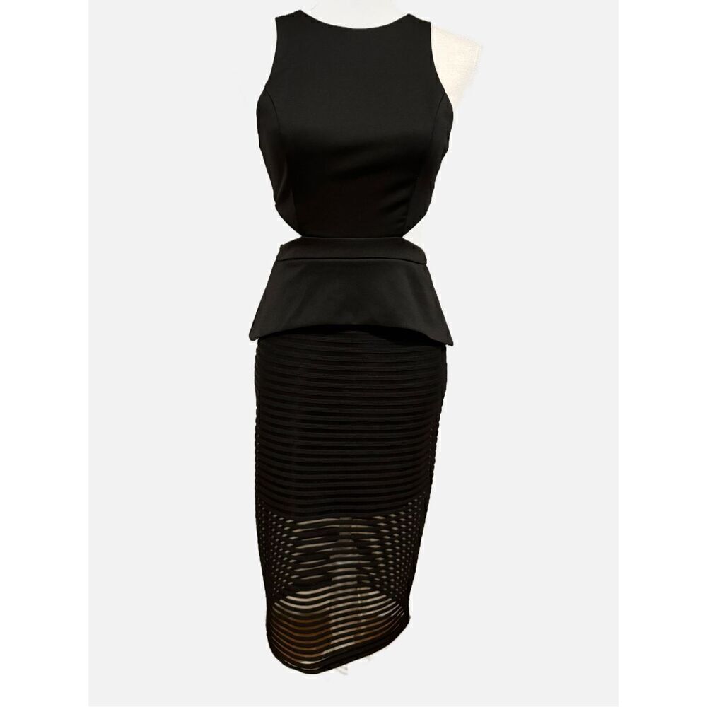Mustard Seed Black Cutout Dress with Peplum Skirt Size XS